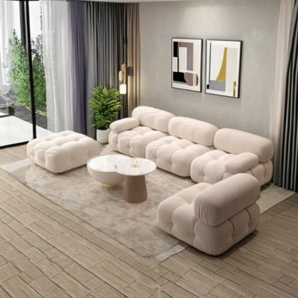 Nordic lambskin sofa, ins style, fabric sofa, simple and modern, light luxury, small apartment, single, three-person, lazy, square. - 图片 3