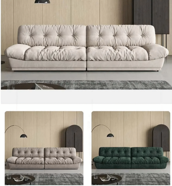 Cloud sofa, matte cowhide cream style minimalist designer down-sanded fabric living room genuine leather with decorative stitching sofa - 图片 7