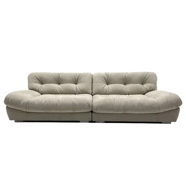 Cloud sofa, matte cowhide cream style minimalist designer down-sanded fabric living room genuine leather with decorative stitching sofa