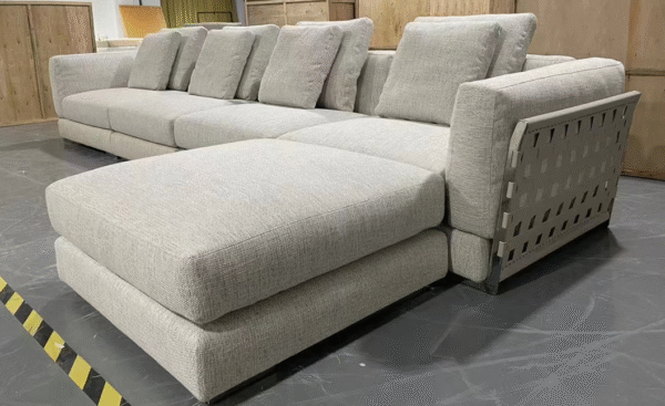 Italian woven designer corner sofa set for luxurious row-style villa's large flat-level living room - 图片 4