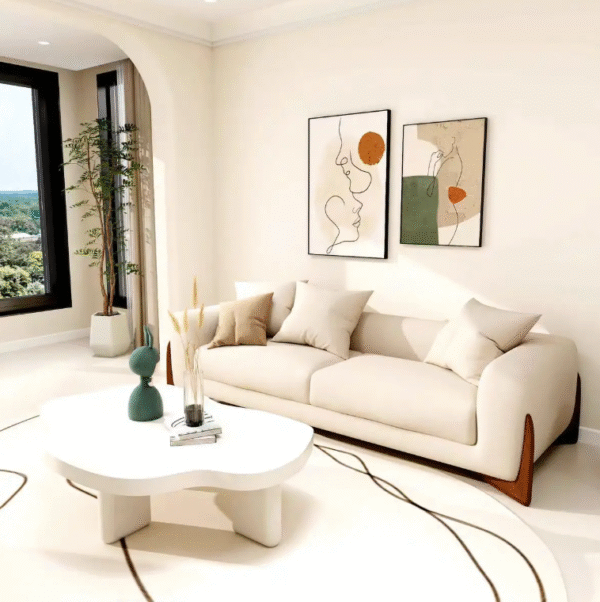 Nordic fabric cream-colored modern minimalist small apartment lamb wool Japanese style sofa wabi-sabi style living room sofa - 图片 2