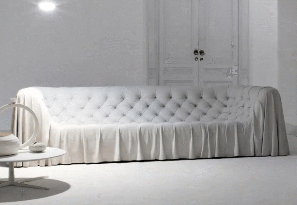 French modern lightweight luxury skirt-shaped sofa, Italian villa living room with侘寂 style, Italian minimalist creative drawstring sofa - 图片 5