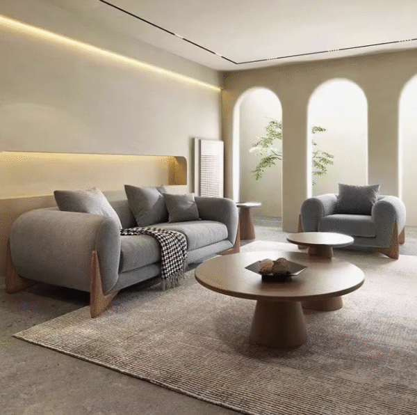Nordic fabric cream-colored modern minimalist small apartment lamb wool Japanese style sofa wabi-sabi style living room sofa - 图片 8