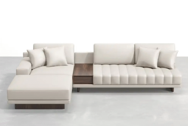 Italian minimalist sofa in the large penthouse living room of the villa, featuring all dark leather sofas. - 图片 7