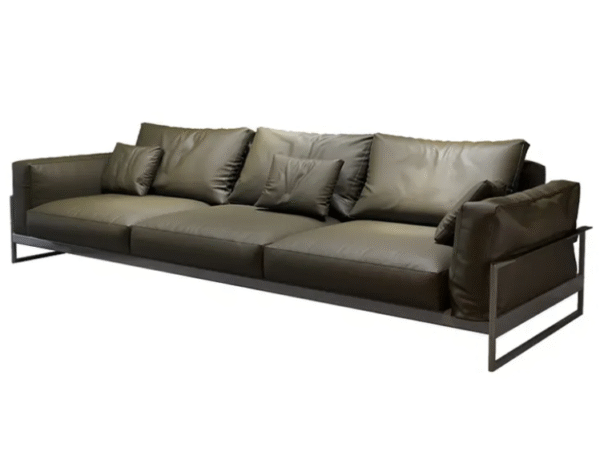 Italian minimalist leather sofa, top-grain cowhide, creative living room set, modern luxury, four-person seating, straight row arrangement - 图片 5