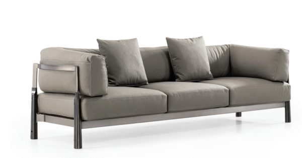 Italian minimalist leather sofa, top-grain cowhide, creative living room set, modern luxury, four-person seating, straight row arrangement