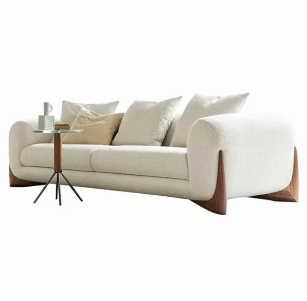 Nordic fabric cream-colored modern minimalist small apartment lamb wool Japanese style sofa wabi-sabi style living room sofa - 图片 10