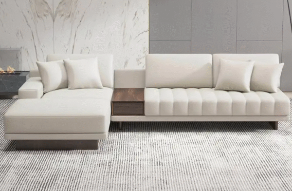 Italian minimalist sofa in the large penthouse living room of the villa, featuring all dark leather sofas. - 图片 5
