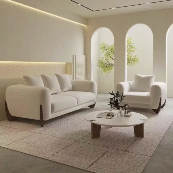 Nordic fabric cream-colored modern minimalist small apartment lamb wool Japanese style sofa wabi-sabi style living room sofa - 图片 6