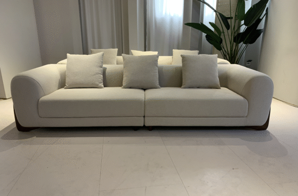 Nordic fabric cream-colored modern minimalist small apartment lamb wool Japanese style sofa wabi-sabi style living room sofa - 图片 5