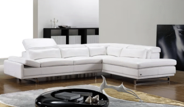 The leather sofa's left and right corner combination backrest is a minimalist piece of furniture with an extremely large seat depth. - 图片 3