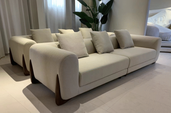 Nordic fabric cream-colored modern minimalist small apartment lamb wool Japanese style sofa wabi-sabi style living room sofa - 图片 4