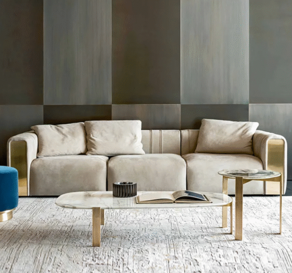 Italian minimalist luxury metal sofa for a living room, fabric upholstery, design sample room, hotel clubhouse, furniture - 图片 7
