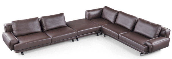 The leather sofa's left and right corner combination backrest is a minimalist piece of furniture with an extremely large seat depth.
