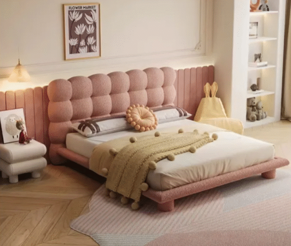 Creamy Bubble Bed - Designer Fabric Bed - Modern and Simple Princess Girl Lamb Fleece Children's Bed