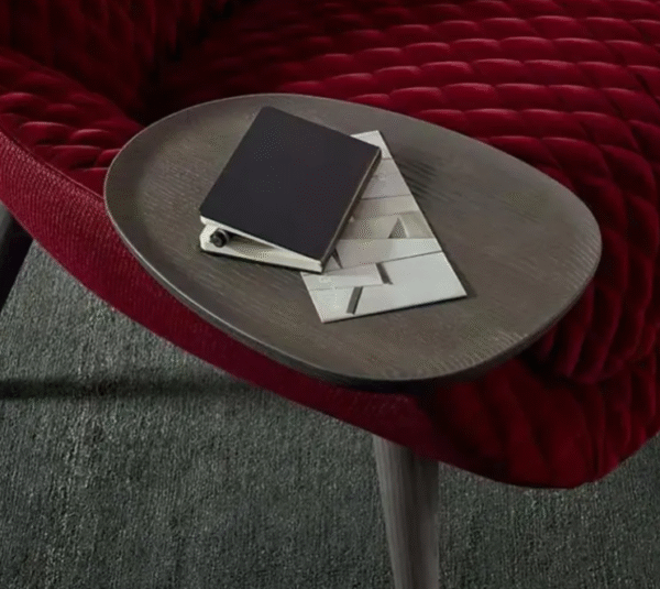 Minimalist single sofa chair in red fabric, modern and simple, light and luxurious, creative tray-style lounge chair - 图片 5