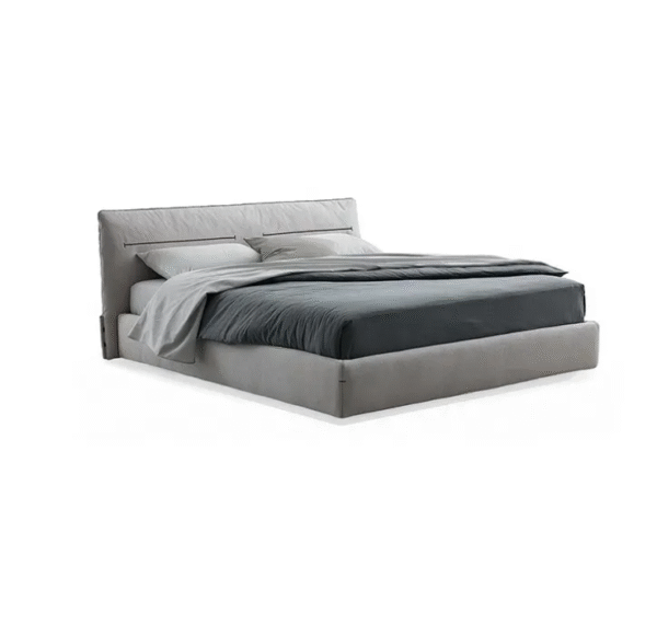 Fabric bed with simple and trendy indie style, soft padding, suitable for Nordic small-sized apartments, made of solid wood and cotton/linen fabric, easy to wash, a popular online product, customizable. - 图片 7