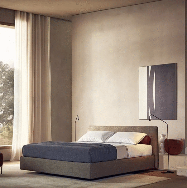 Fabric bed with simple and trendy indie style, soft padding, suitable for Nordic small-sized apartments, made of solid wood and cotton/linen fabric, easy to wash, a popular online product, customizable. - 图片 5