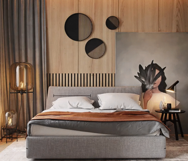 Fabric bed with simple and trendy indie style, soft padding, suitable for Nordic small-sized apartments, made of solid wood and cotton/linen fabric, easy to wash, a popular online product, customizable. - 图片 4