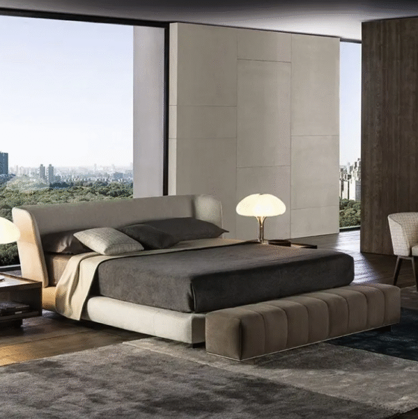 Modern minimalist fabric bed, Italian luxury style, Instagram trend, Nordic tatami-style master bedroom bed, double bed, advanced technology fabric bed - 图片 4