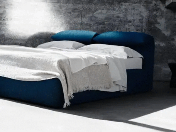 Italian minimalist elephant-ear style master bedroom teddy fleece fabric double bed with adjustable headrests - 图片 2