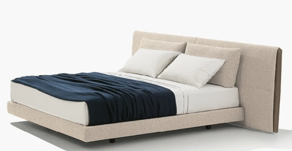 Italian poliform cotton and linen fabric wide-screen bed luxurious villa large flat-level designer master bedroom double wedding bed - 图片 7