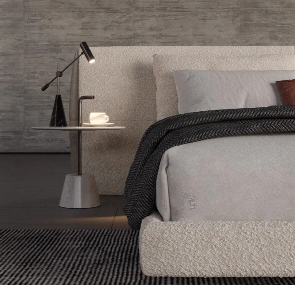 Italian poliform cotton and linen fabric wide-screen bed luxurious villa large flat-level designer master bedroom double wedding bed - 图片 6