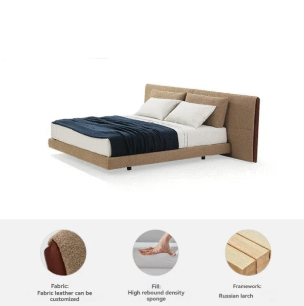 Italian poliform cotton and linen fabric wide-screen bed luxurious villa large flat-level designer master bedroom double wedding bed - 图片 5