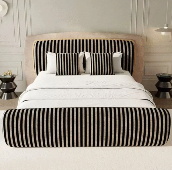 Italian minimalist Fendi Cloud Bed Villa High-end Master Bedroom Double Fabric Cotton-Linen Luxury Multi-color Wedding Bed - 图片 4