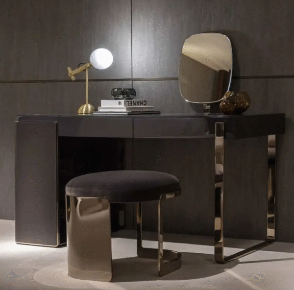 Minimalist Bedroom Storage and Storage Vanity Desk Designer Modern Minimalist High-end Custom Stainless Steel Makeup Table - 图片 4
