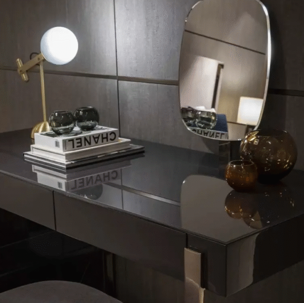 Minimalist Bedroom Storage and Storage Vanity Desk Designer Modern Minimalist High-end Custom Stainless Steel Makeup Table - 图片 3