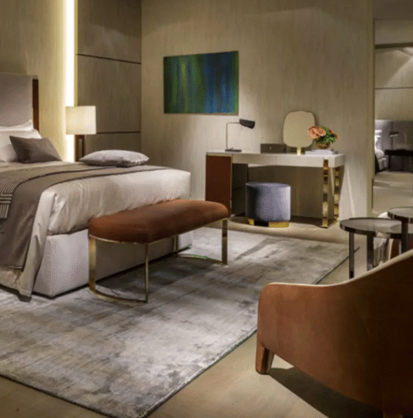 Minimalist Bedroom Storage and Storage Vanity Desk Designer Modern Minimalist High-end Custom Stainless Steel Makeup Table - 图片 2