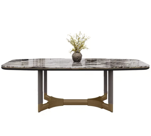 Luxury-luxurious dining table and chair set, Venetian brown rectangular dining table, villa restaurant long dining table, dinner table