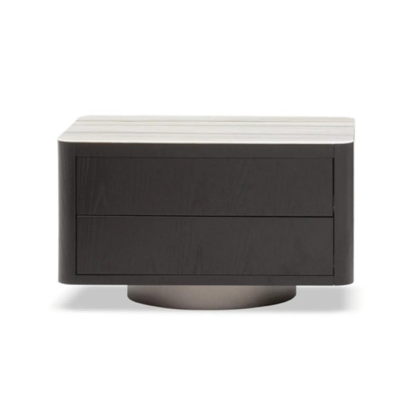 Minimalist stone slab solid wood bedside cabinet, smoked color bedside cabinet, light luxury Nordic bedroom storage cabinet, designer model - 图片 6
