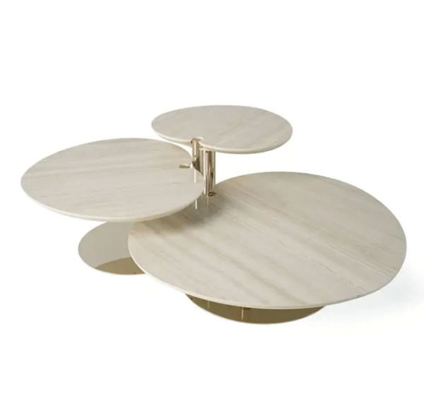 Italian marble coffee table with luxurious and high-end design. Designer style side table for living room. Suitable for home use. Combination of high and low metal tables.