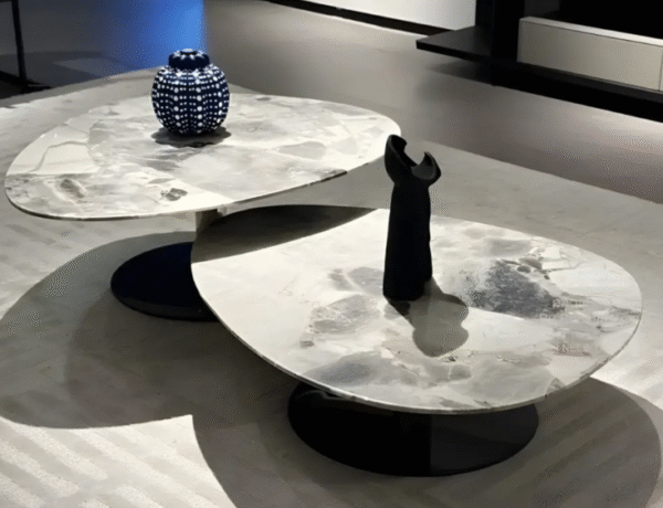 Italian minimalist marble coffee table with luxurious stainless steel triangular modern minimalist trendy design - high-end side table - 图片 4
