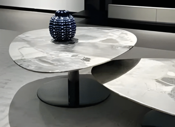 Italian minimalist marble coffee table with luxurious stainless steel triangular modern minimalist trendy design - high-end side table - 图片 6