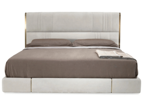 Italian minimalist luxury leather bed with large screen headboard, custom-designed villa duplex, modern double bed by a designer - 图片 5
