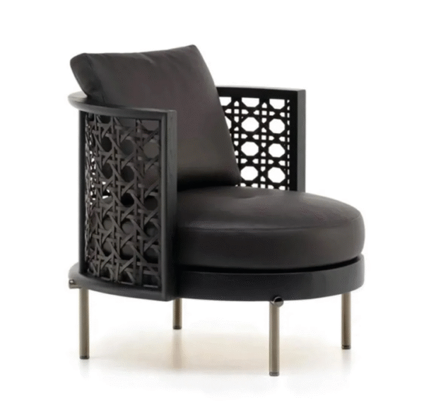 Nordic minimalist solid wood sofa chair hotel clubhouse sales office negotiation chair model room rattan single-person leisure sofa