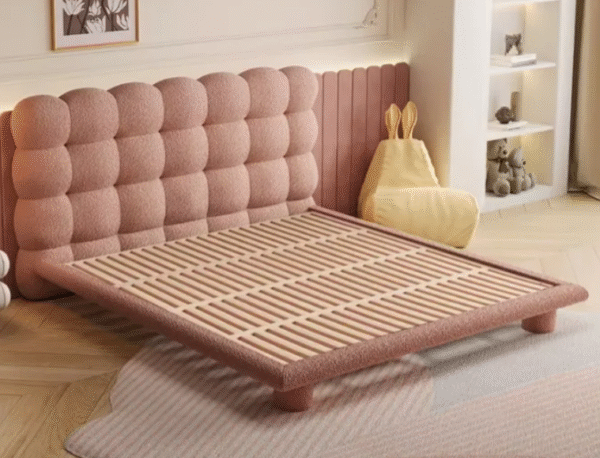 Creamy Bubble Bed - Designer Fabric Bed - Modern and Simple Princess Girl Lamb Fleece Children's Bed - 图片 6