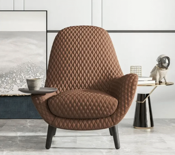 Minimalist single sofa chair in red fabric, modern and simple, light and luxurious, creative tray-style lounge chair - 图片 4