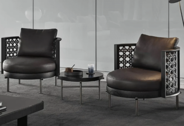Nordic minimalist solid wood sofa chair hotel clubhouse sales office negotiation chair model room rattan single-person leisure sofa - 图片 6