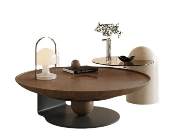 Italian minimalist round creative coffee table and side table set, modern and simple for living room, suitable for small apartments, with a touch of light luxury and high-end feel.