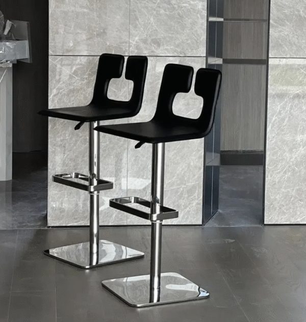 Bar chair designer luxury high-end adjustable bar stool chair stainless steel rotating high-legged stool bar chair household island dining chair - 图片 6