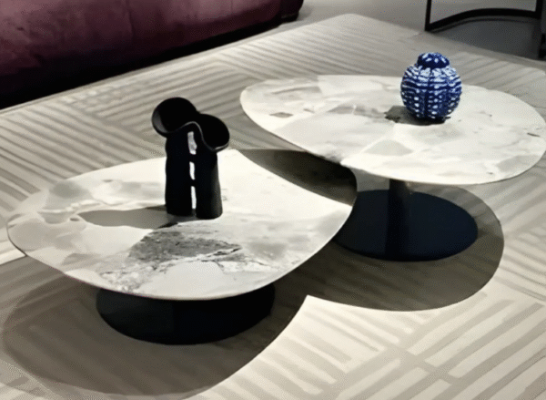Italian minimalist marble coffee table with luxurious stainless steel triangular modern minimalist trendy design - high-end side table - 图片 5