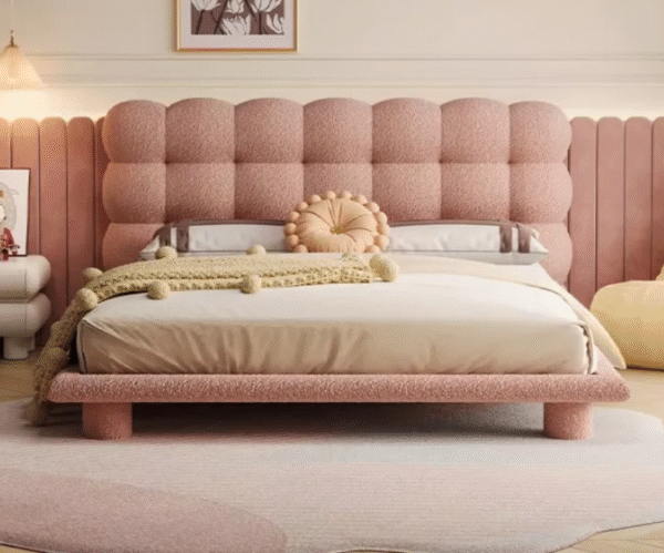 Creamy Bubble Bed - Designer Fabric Bed - Modern and Simple Princess Girl Lamb Fleece Children's Bed - 图片 5