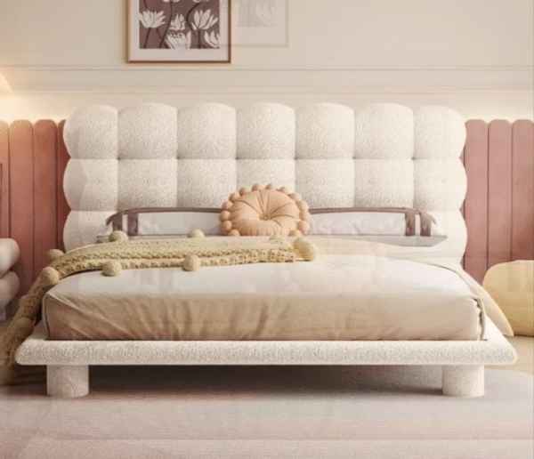 Creamy Bubble Bed - Designer Fabric Bed - Modern and Simple Princess Girl Lamb Fleece Children's Bed - 图片 2