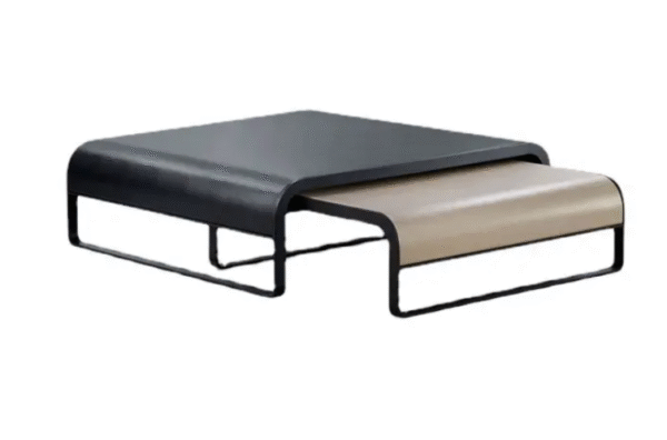 A set of small and large coffee tables for a modern and slightly luxurious living room in a small apartment. The high-end glossy finish and creative square design make them a trendy choice. - 图片 5