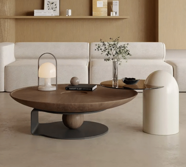 Italian minimalist round creative coffee table and side table set, modern and simple for living room, suitable for small apartments, with a touch of light luxury and high-end feel. - 图片 7