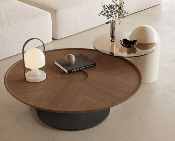 Italian minimalist round creative coffee table and side table set, modern and simple for living room, suitable for small apartments, with a touch of light luxury and high-end feel. - 图片 3